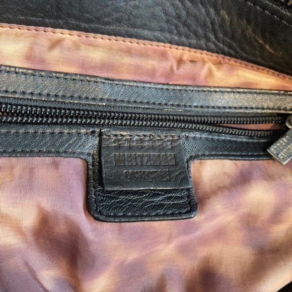 Stuart Weitzman black genuine leather shoulder bag satchel braided straps - Picture 8 of 16